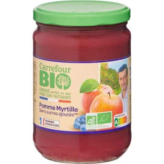 Compote pomme myrtille s/sucres ajoutés
