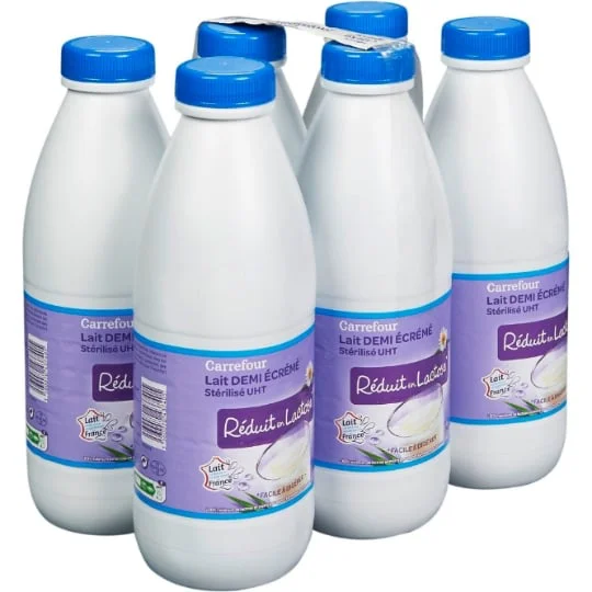 Lait Demi-Ecreme Stérilisé UHT Réduit en lactose