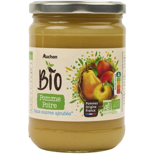 Purée pomme poire sans sucres ajoutés en bocal
