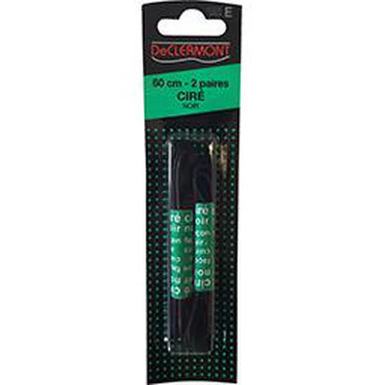 Lacets ronds cirés noirs 60cm