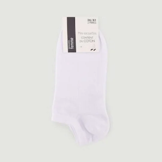 Monoprix Femme Socquettes Unies En Coton Blanches TU