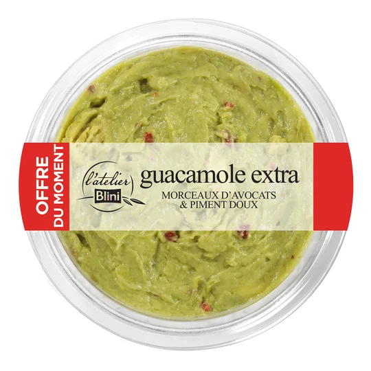 Guacamole extra morceaux d'avocats et piment doux