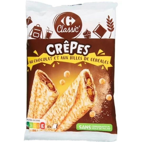Crêpes chocolat et billes de céréales