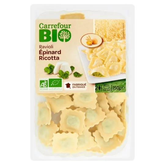 Pâtes fraiches bio ravioli épinard ricotta