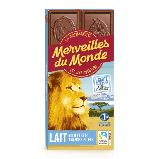 Chocolat au lait, noisettes et amandes pilées