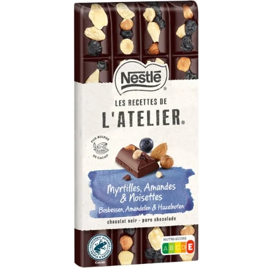 Chocolat noir myrtilles amandes et noisettes