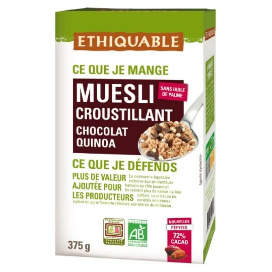 Muesli croustillant chocolat noir quinoa Bio