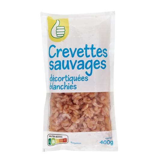 Crevettes sauvages décortiquées cuites