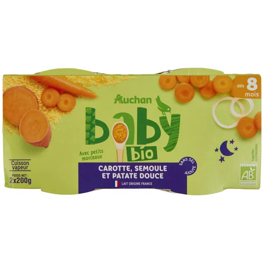 Bol carotte semoule patate douce bio dès 8 mois