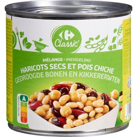 Mélange haricots secs et pois chiches
