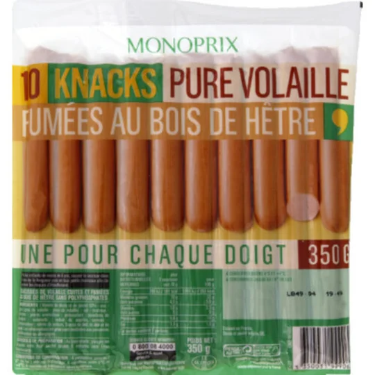 Knacks pure volaille fumées au bois de hêtre
