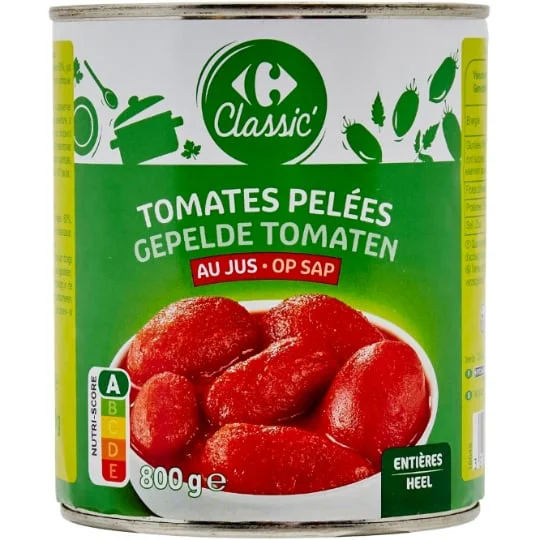 Tomates entières pelées au jus