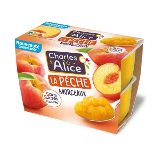 Compote Pêche Morceaux Sans Sucres Ajoutés