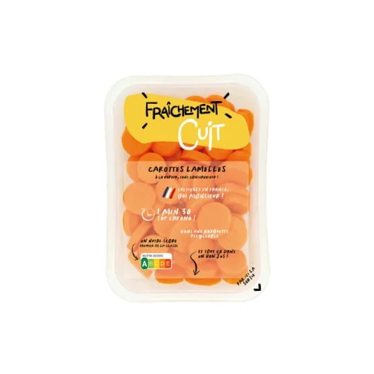 Carottes lamelles fraîchement cuites