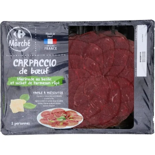 Carpaccio de boeuf basilic parmesan