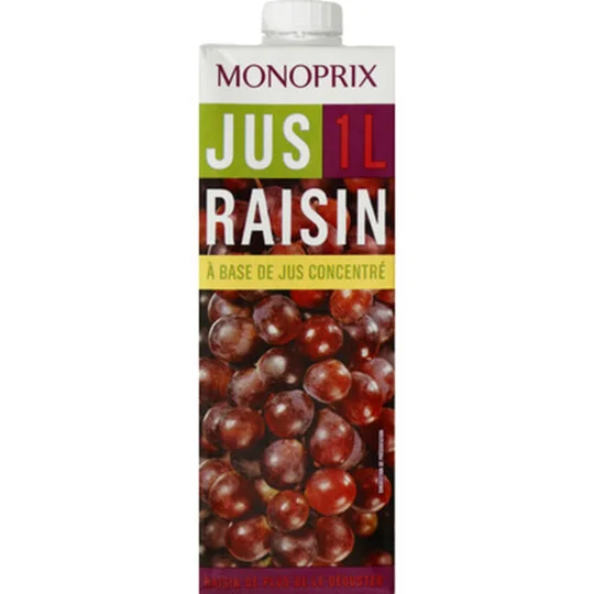 Jus de raisin rouge à base de jus concentré