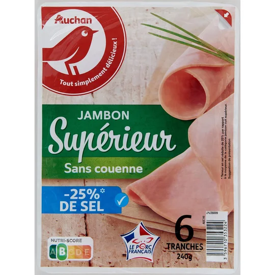 Jambon supérieur réduit en sel