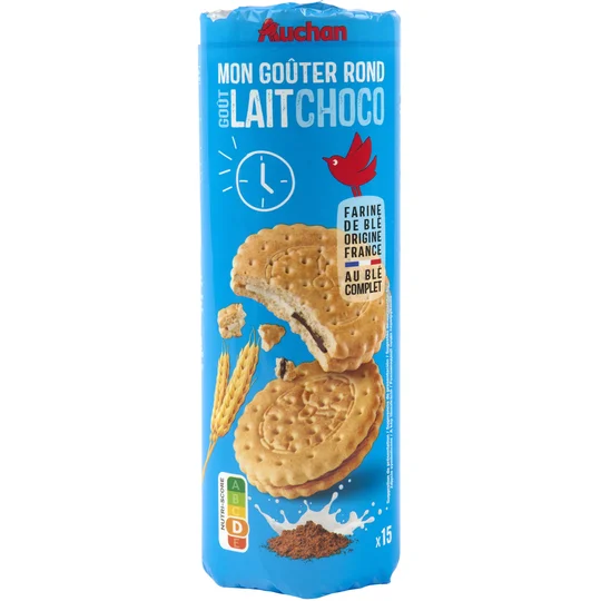 Mon Goûter Biscuits fourrés ronds goût chocolat et lait