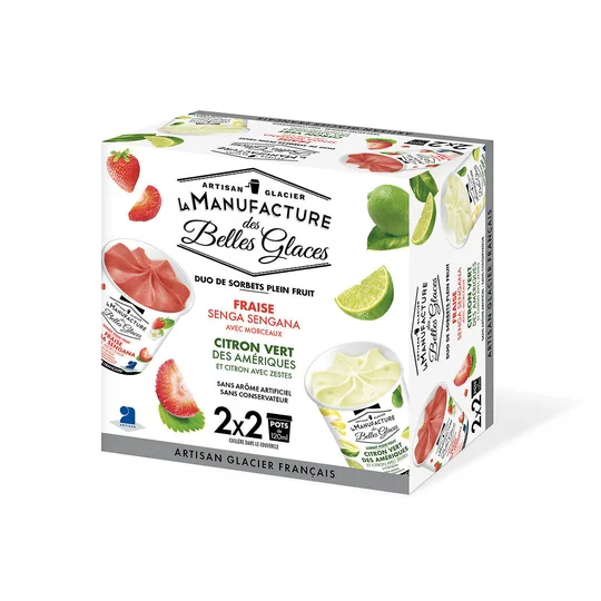 Duo de sorbets Fraise / Citron vert