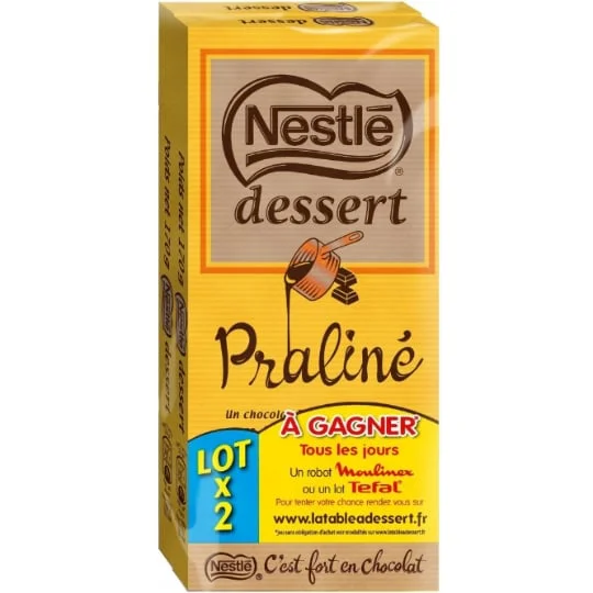 Chocolat pâtissier au lait praliné