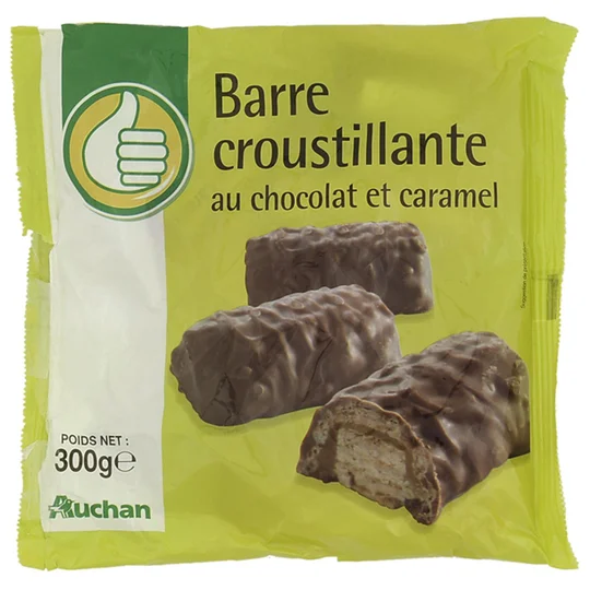 Barre croustillante au chocolat et caramel