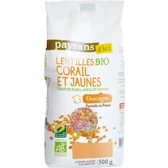 Lentilles duo corail jaune Gascogne Bio