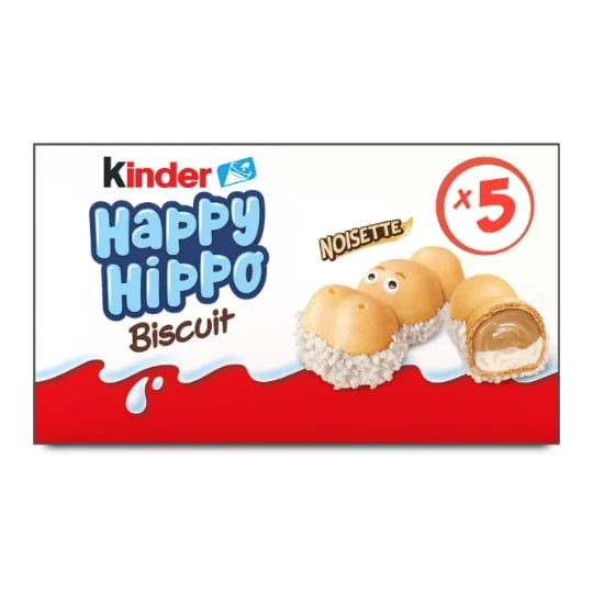 Gaufrettes fourrées au lait et noisette Happy Hippo