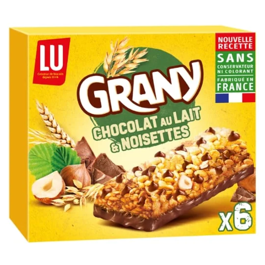 Barres de céréales au chocolat au lait et aux noisettes