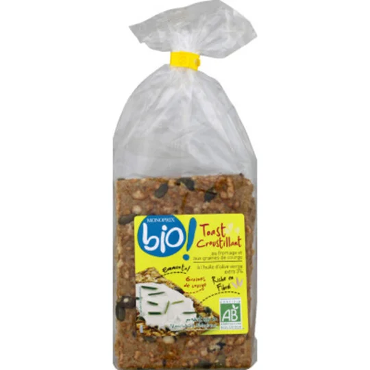 Toast croustillant au fromage et graines de courge bio
