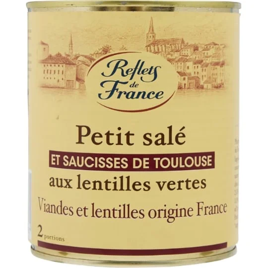 Plat cuisiné petit salé lentilles