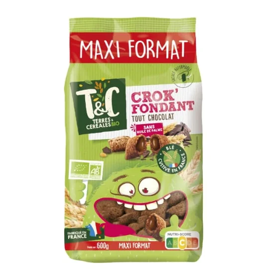 Céréales tout chocolat fourrées chocolat noisette sans huile de palme Bio