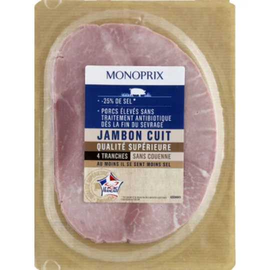Jambon découenné réduit en sel