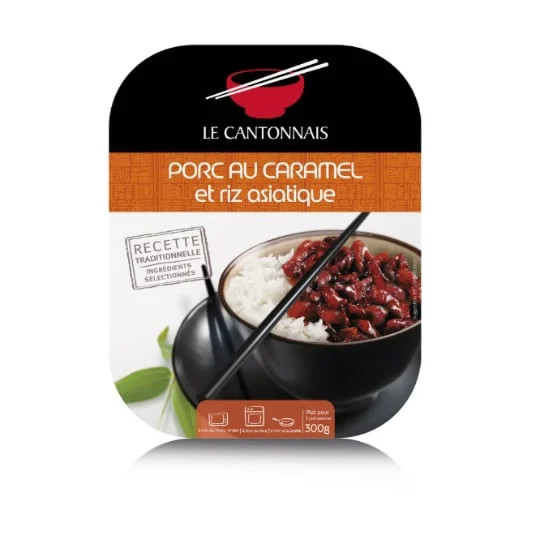 Plat cuisiné porc au caramel et riz parfumé
