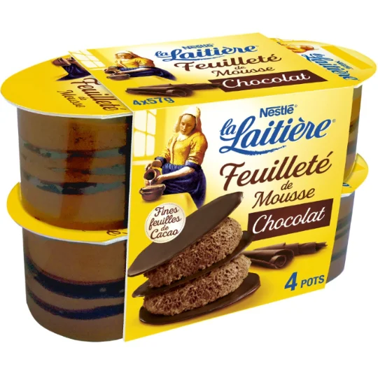 Mousse chocolat avec fines feuilles de cacao