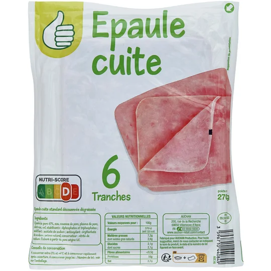 Epaule cuite standard découennée dégraissée