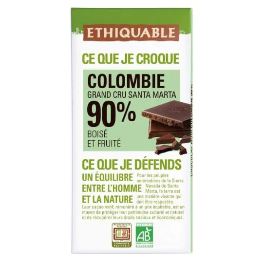 Tablette de chocolat noir Bio