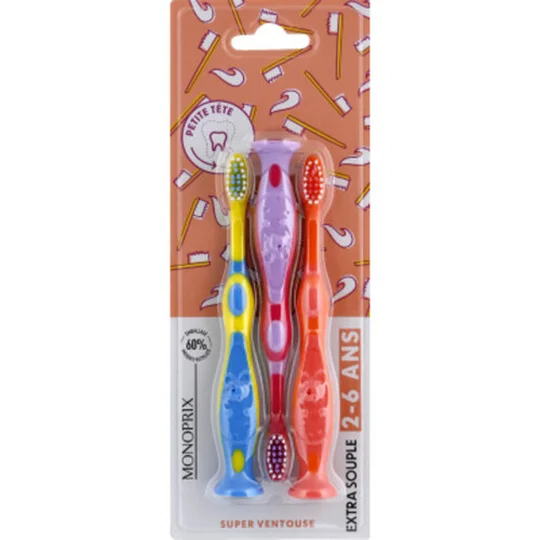 Brosse à dents enfant 2-6 ans x3