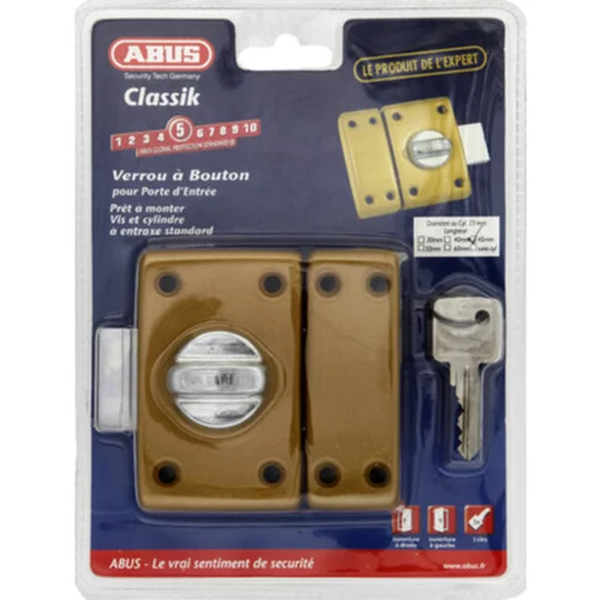 Verrou Classik, Cylindre/Bouton, 45Mm