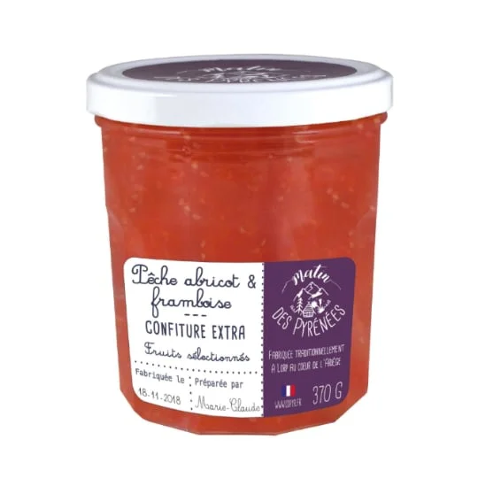 Confiture pêche abricot framboise