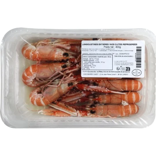 Langoustines entières cuites