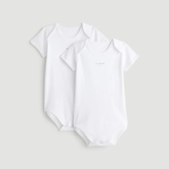 Lot de 2 Bodies Manches Courtes Unis - 6 mois