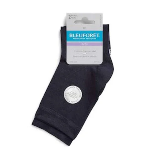 Bleu Forêt Duo Socquette Fil D'Ecosse Marine X1