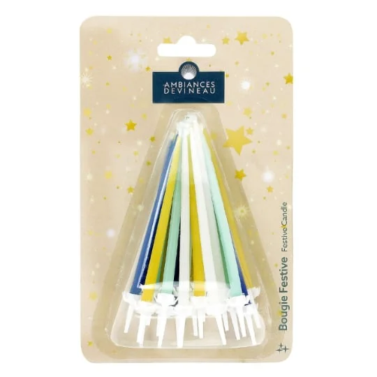 Bougie d'anniversaire vert/bleu/violet/blanc