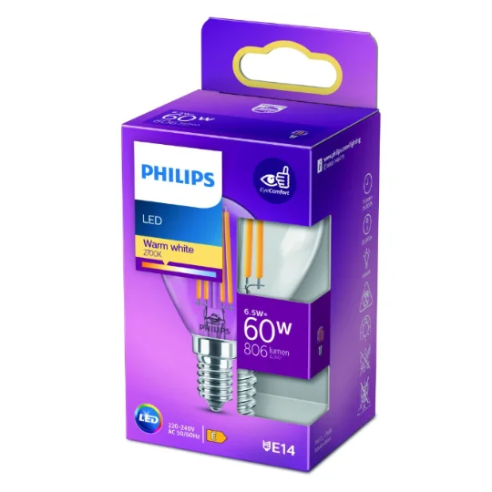 Ampoule LED E14 Sphérique Filament Blanc-chaud 60W x1
