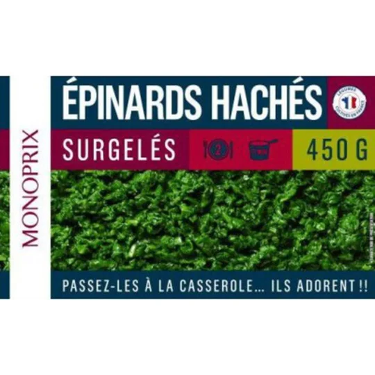 Epinards hachés, surgelés