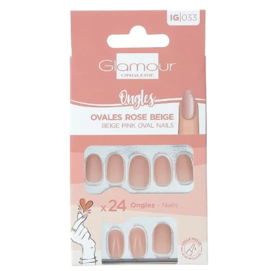 Faux Ongles Ovales Rose Beige