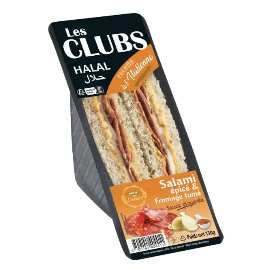 Sandwich salami épicé et fromage fumé