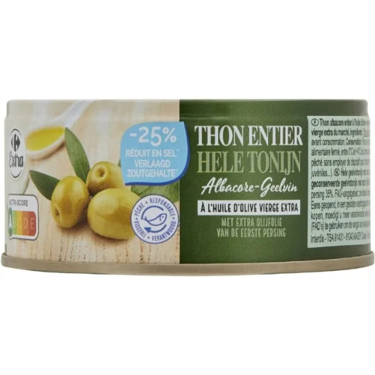 Thon à l'huile d'olive sel réduit