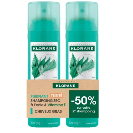 Shampooing Sec Purifiant Teinté à l'Ortie et Vitamine E Cheveux Gras