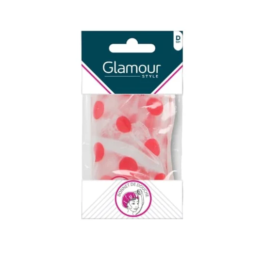 Bonnet de Douche Blanc à point Rouge